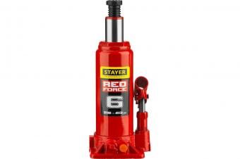 Домкрат гидравлический бутылочный "RED FORCE", 6т, 216-413 мм, в кейсе, STAYER 43160-6-K