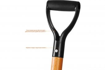 Фото лопата "профи-10" совковая, деревянный черенок, с рукояткой, зубр профессионал