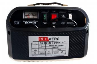 Фото устройство зарядное redverg rd-bc-20  (220в 12/24в; 530вт; 20а; акб 12b/24b, 120-240а/ч; вес- 8,5кг)