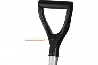 Фото лопата "артель-нс" штыковая из нержавеющей стали, эргономичный алюминиевый черенок, с рукояткой, зуб