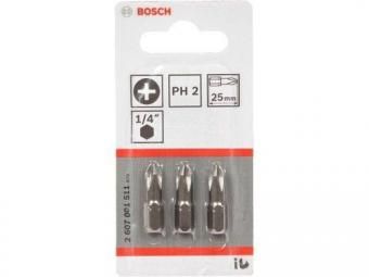 Набор 3 Биты Bosch Extra Hart 25 мм PH2 2607001511