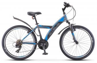 Велосипед STELS 24" Navigator-410 V 18-sp (15 антрацитовый/черный/синий)