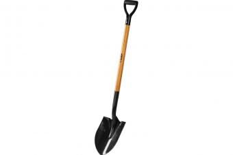 Фото лопата "профи-10" штыковая для земляных работ, деревянный черенок, с рукояткой, зубр профессионал