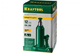 Домкрат гидравлический бутылочный "Kraft-Lift", сварной, 12т, 230-458мм, KRAFTOOL 43462-12
