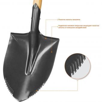 Фото лопата "беркут" штыковая, деревянный черенок, с рукояткой, зубр профессионал