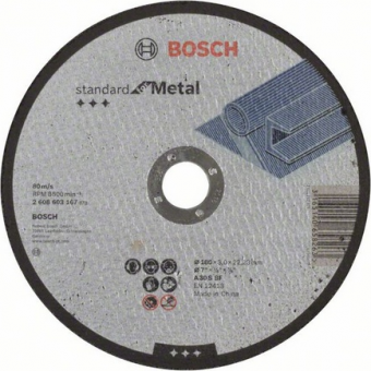 Фото диск отрезной по металлу bosch standard for metal, 180х3,0х22,2 мм 