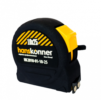 Рулетка Hanskonner HK2010-01-10-25, 10x25 с автостопом, супер мощным магнитом в обрезиненном корпусе 