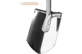 Фото лопата "артель-нс" штыковая из нержавеющей стали, эргономичный алюминиевый черенок, с рукояткой, зуб